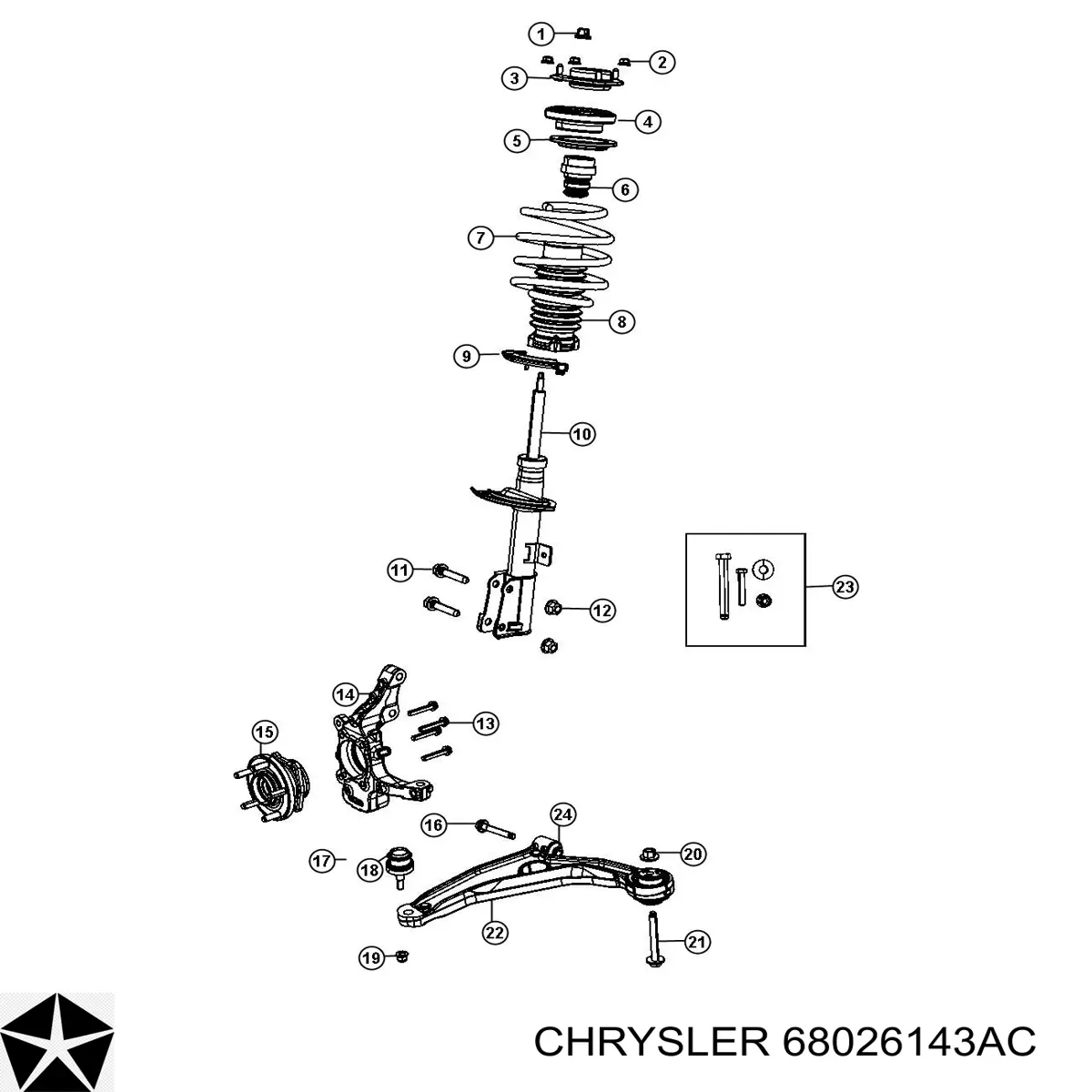 Амортизатор передньої підвіски, лівий Chrysler 68026143AC ціна, від 55.73 USD