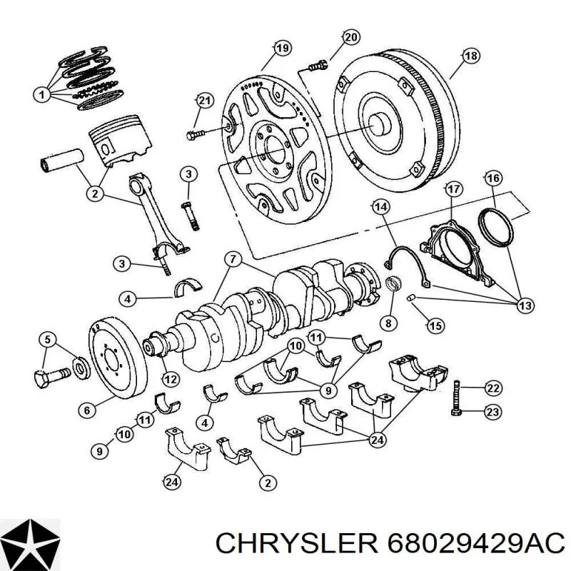 68029429AC Chrysler вкладиші колінвала, шатунні, комплект, стандарт (std)