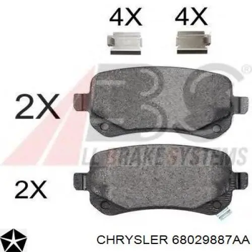 Задні гальмівні колодки Chrysler 68029887AA ціна, від 24.18 USD