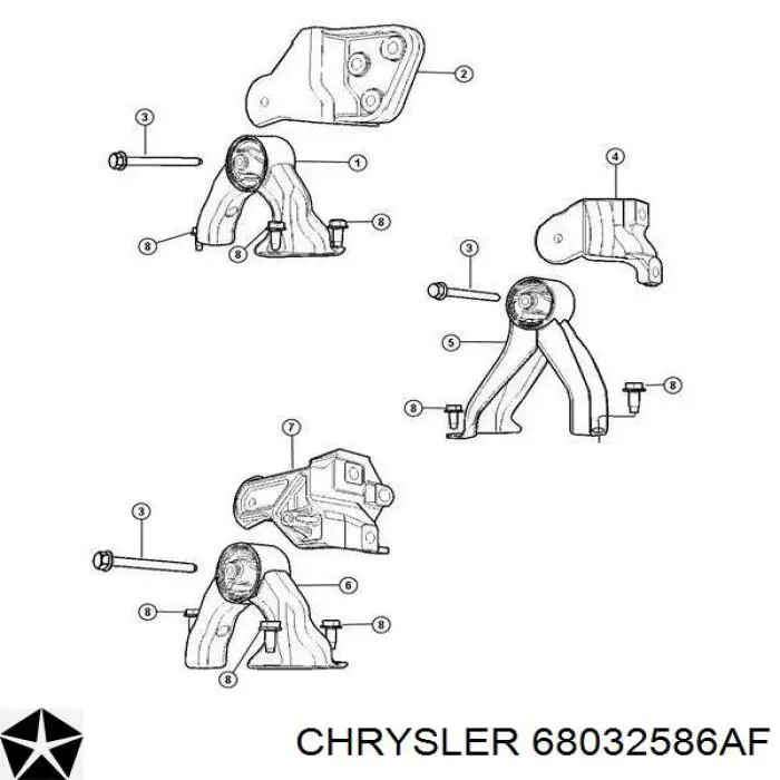 Купити 68032586AF Chrysler Задня опора двигуна