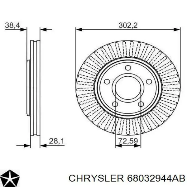 Гальмівні диски передні 68032944AB Chrysler