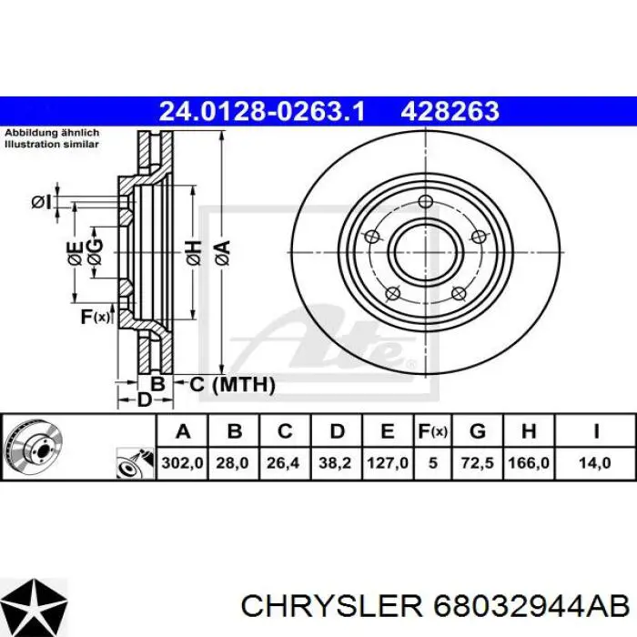 Купити 68032944AB Chrysler Ротор гальмівний