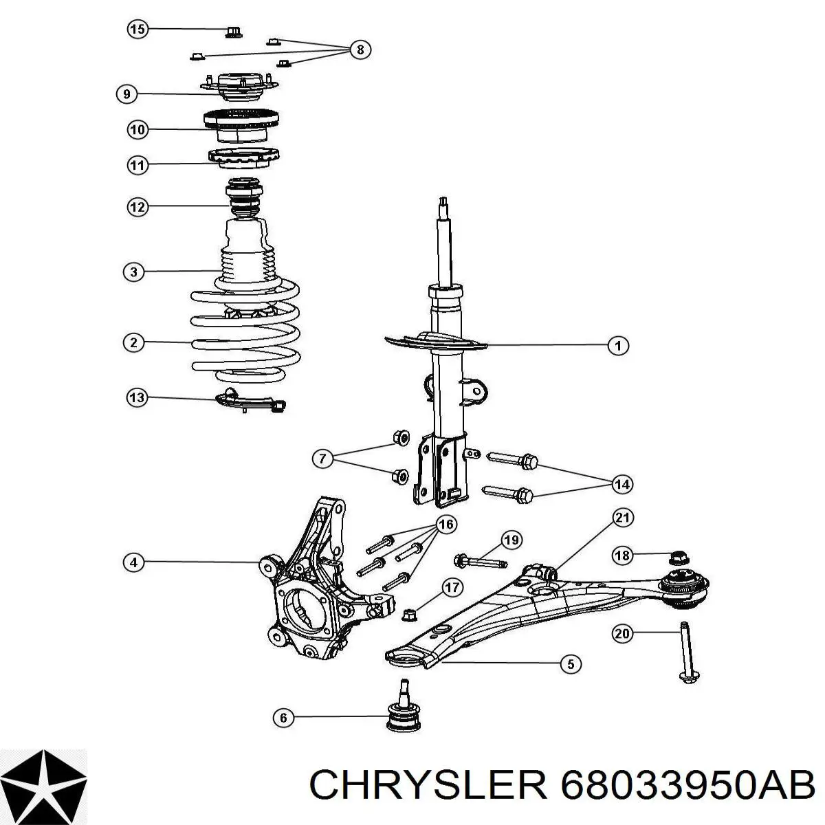 Купити 68033950AB Chrysler Амортизатор передньої підвіски