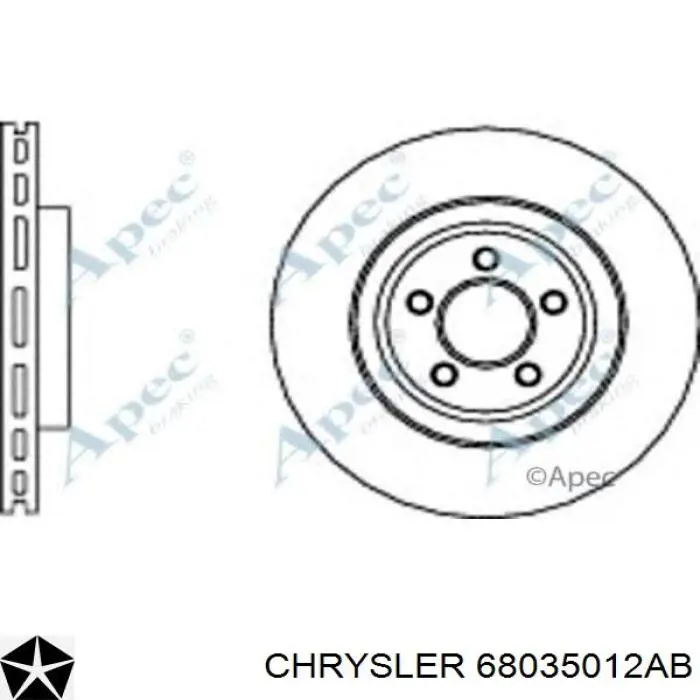 Диск переднього гальма Chrysler 68035012AB ціна, від 4603.48 UAH