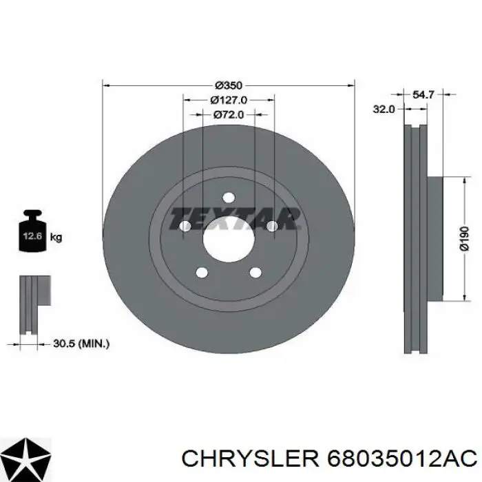 68035012AC Chrysler Гальмо дискове переднє