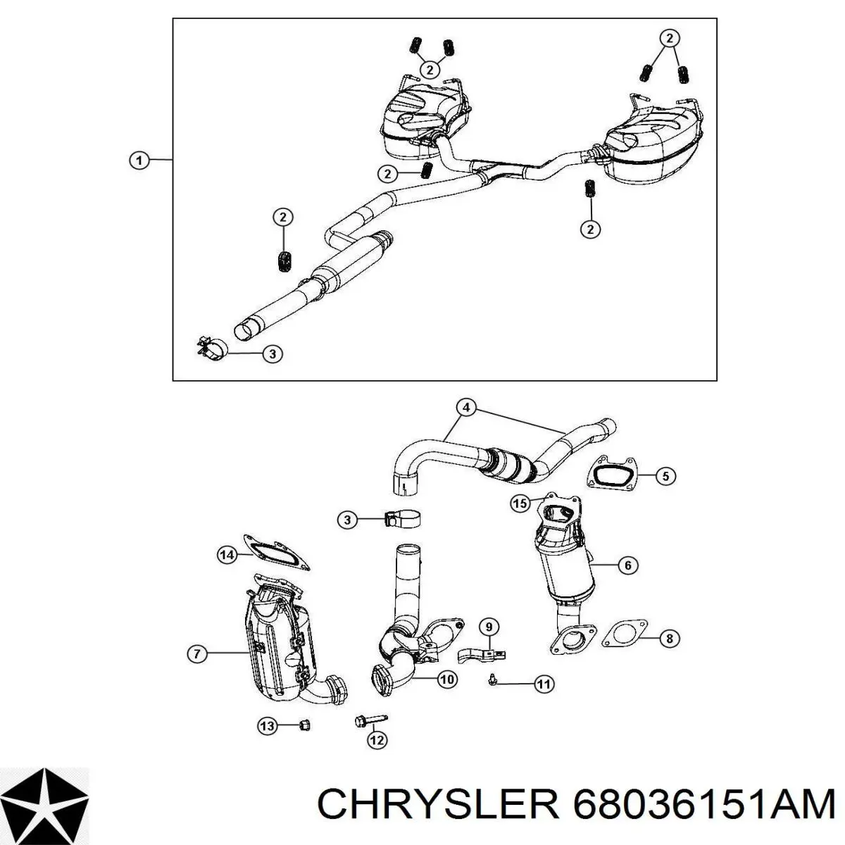 68036151AC Chrysler конвертор-каталізатор, лівий