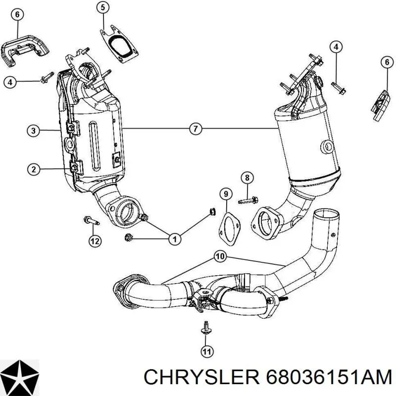 Конвертор-каталізатор, лівий Chrysler 68036151AB ціна, від 507.59 USD