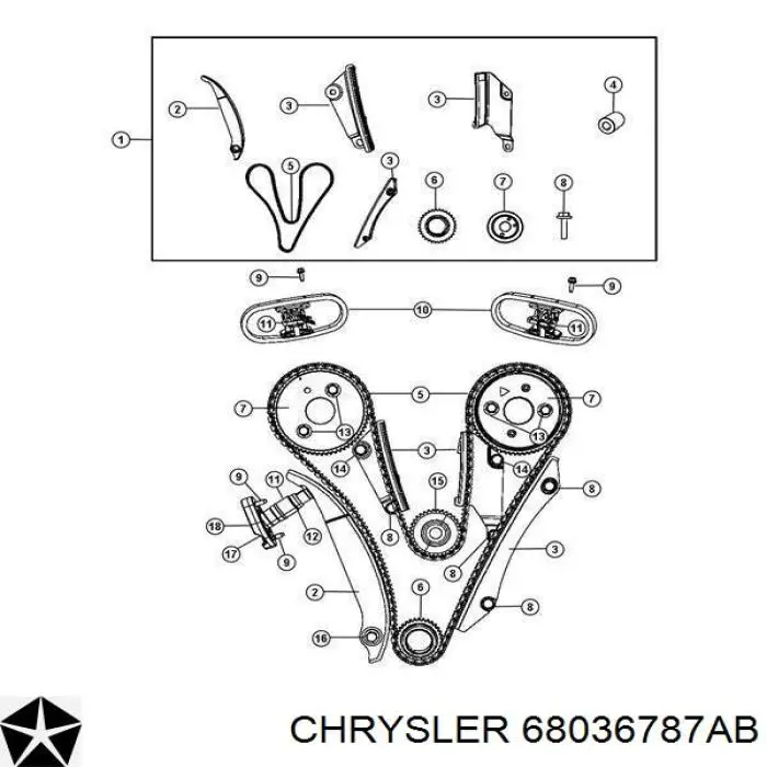 68036787AB Chrysler Ланцюг ГРМ, комплект