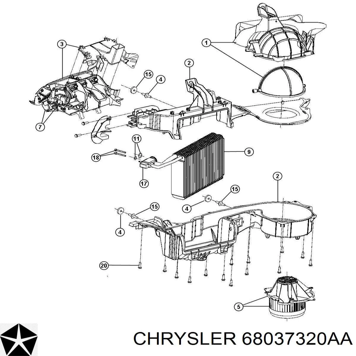 68037320AA Chrysler радіатор пічки (обігрівача)