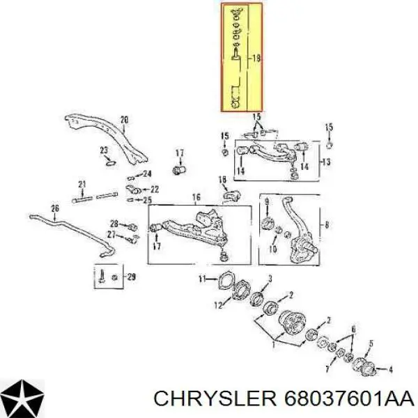 68037601AA Chrysler Цапфа поворотна ліва