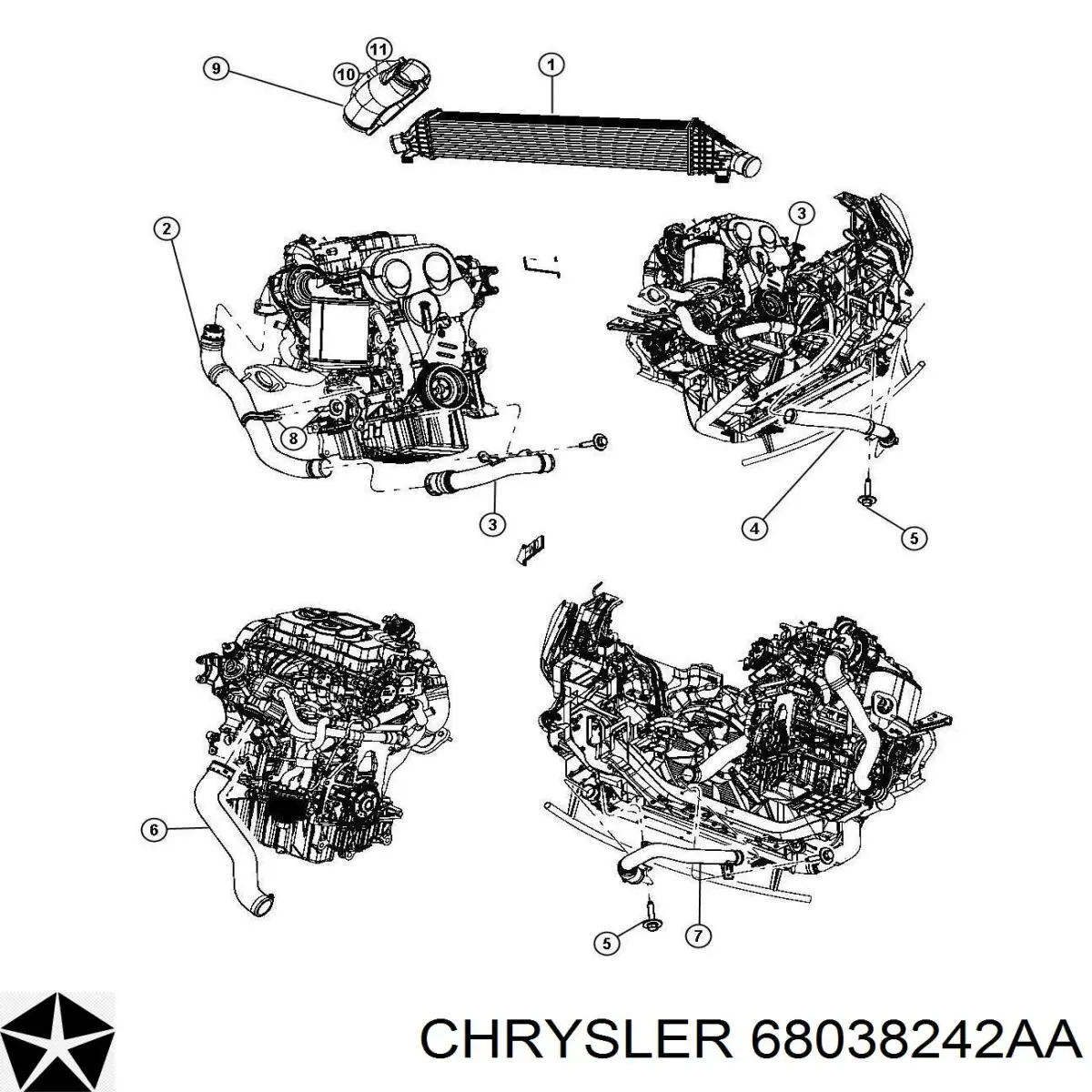 68038242AA Chrysler Охолоджувач наддувочного повітря