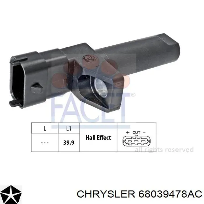 Датчик обертів колінвалу Chrysler 68039478AC ціна, від 17.71 USD