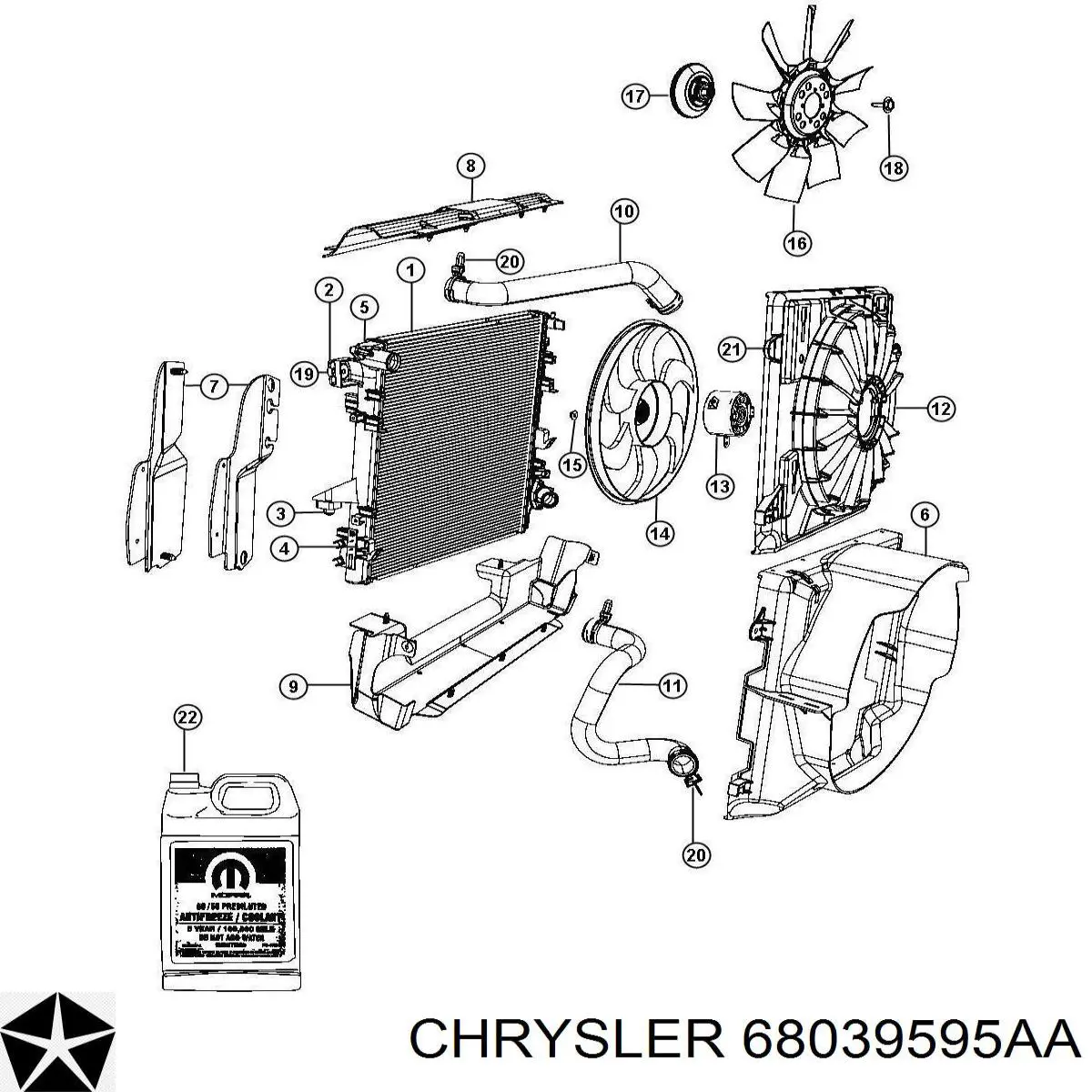 Вентилятор/крильчатка радіатора охолодження Chrysler 68039595AA ціна, від 146.23 USD