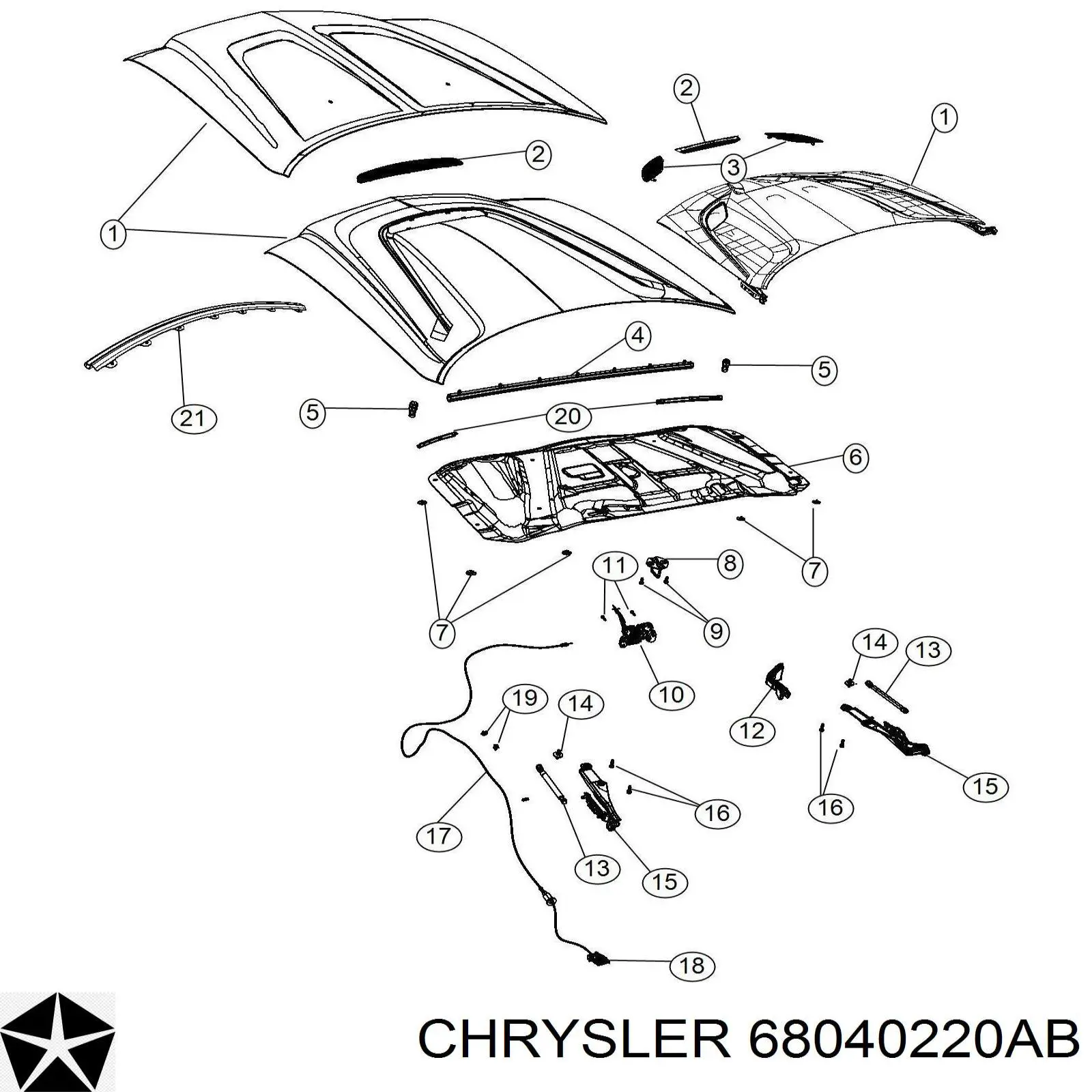 Ущільнювач капота Chrysler 68040220AB ціна, від 49.32 USD