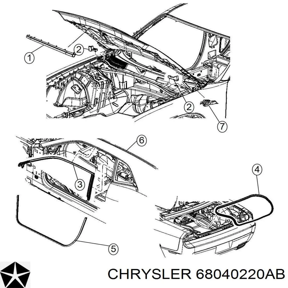 Купити 68040220AB Chrysler Гумка під капот