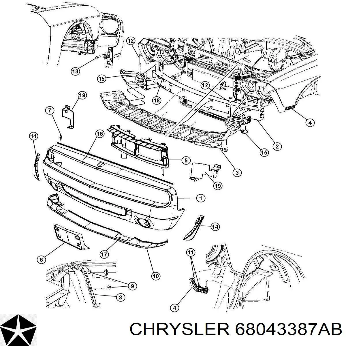 68043387AB Chrysler бампер передній