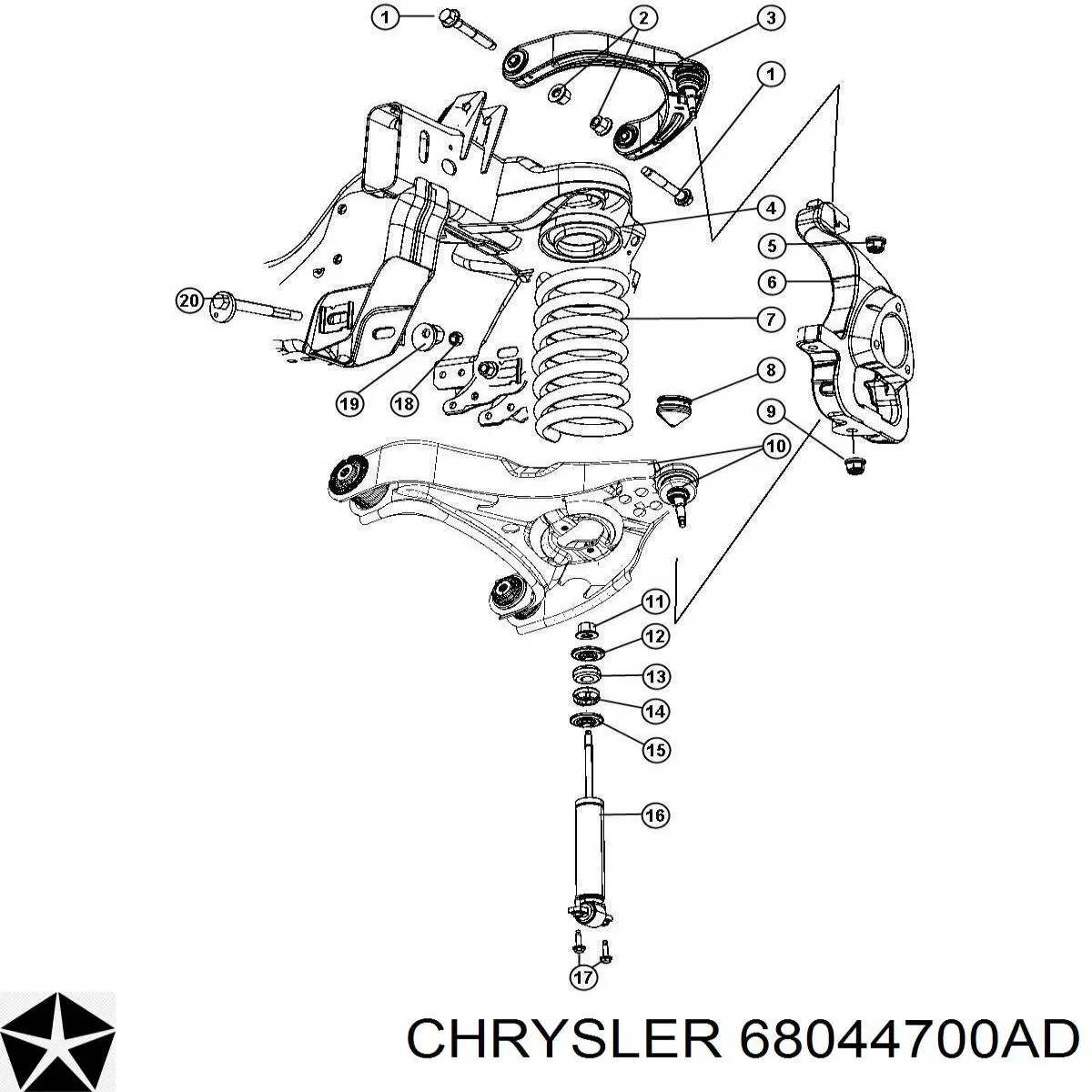 68037600AA Chrysler цапфа - поворотний кулак передній, правий