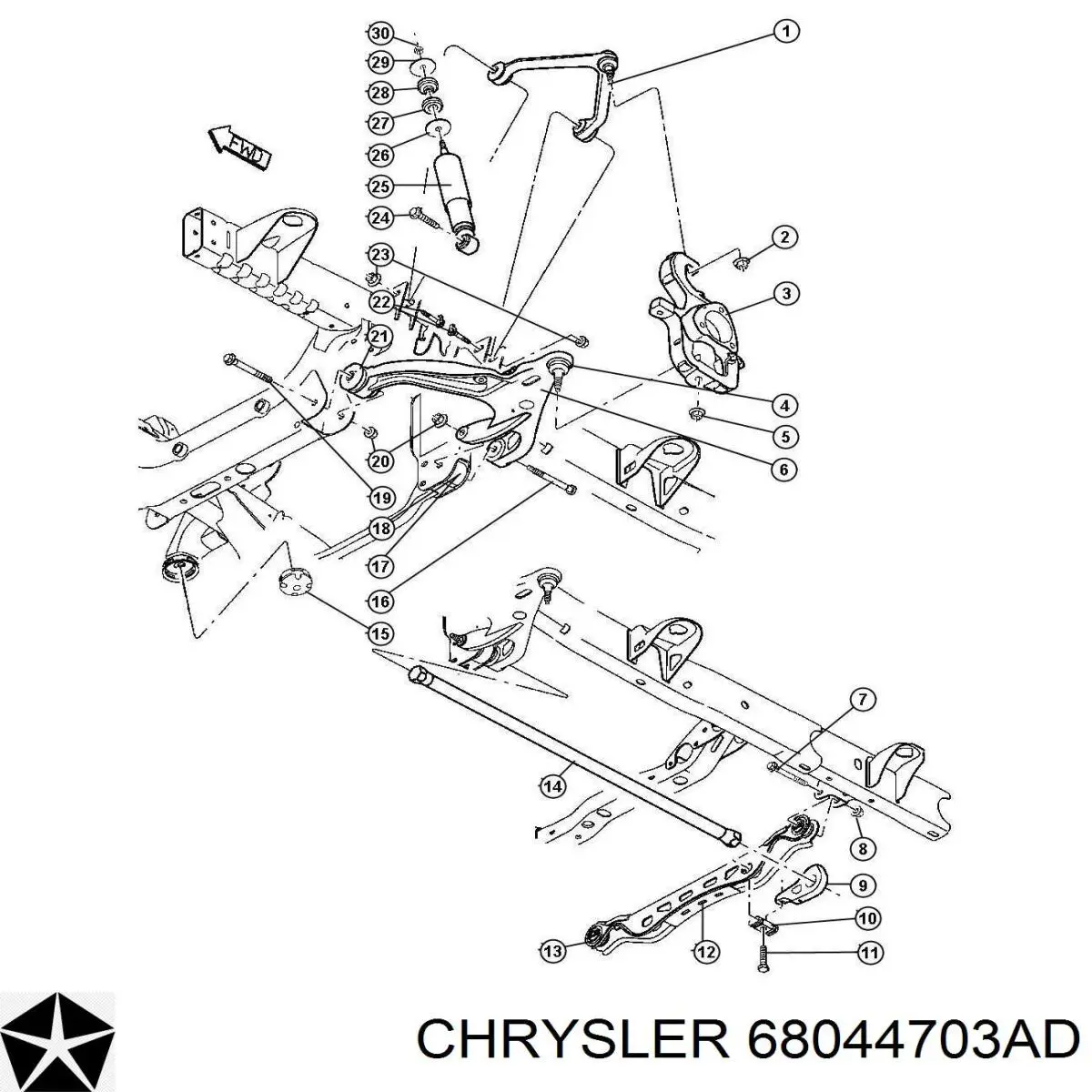 Цапфа поворотна ліва Chrysler 68044703AD ціна, від 228.92 USD