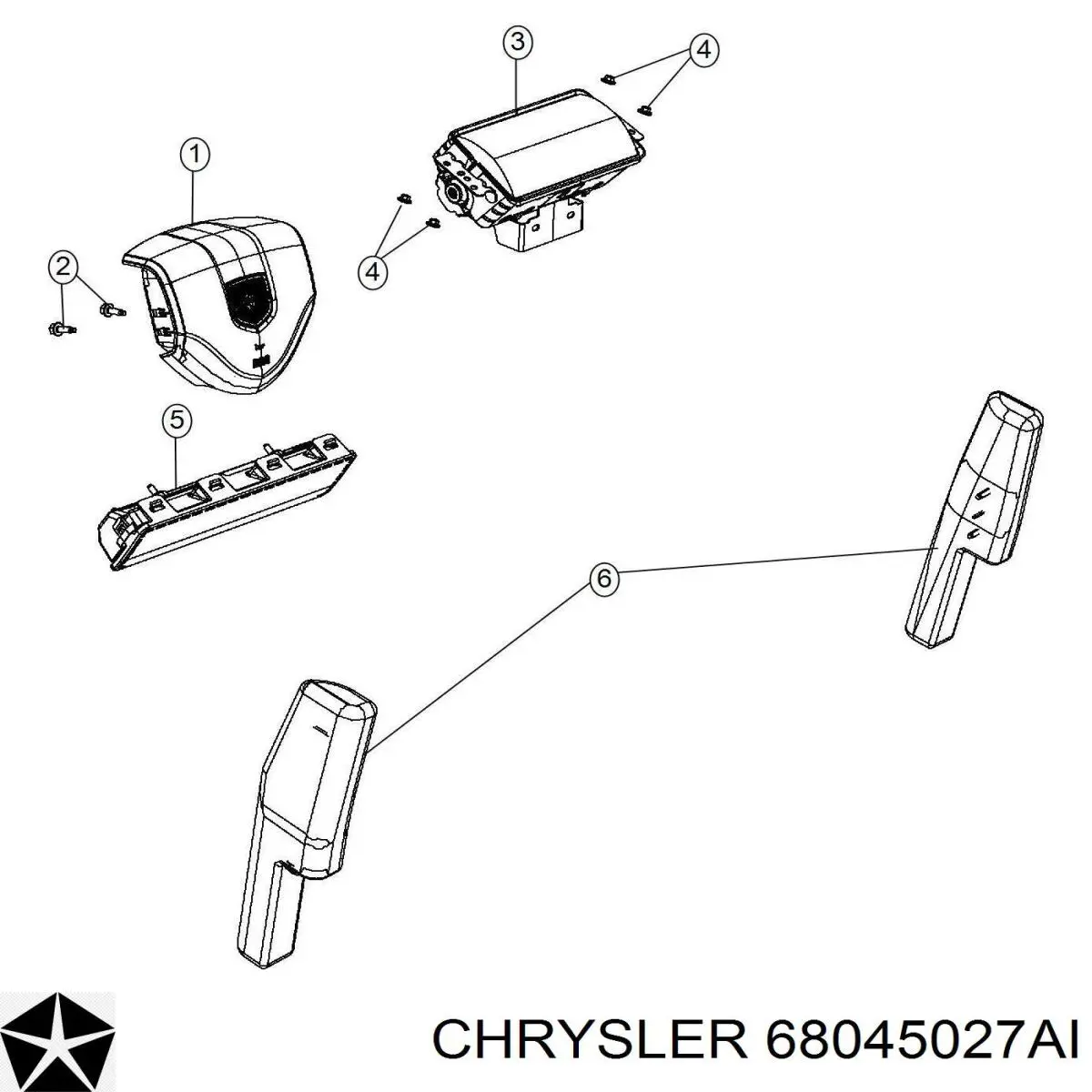68045027AI Chrysler подушка безпеки, пасажирська, airbag