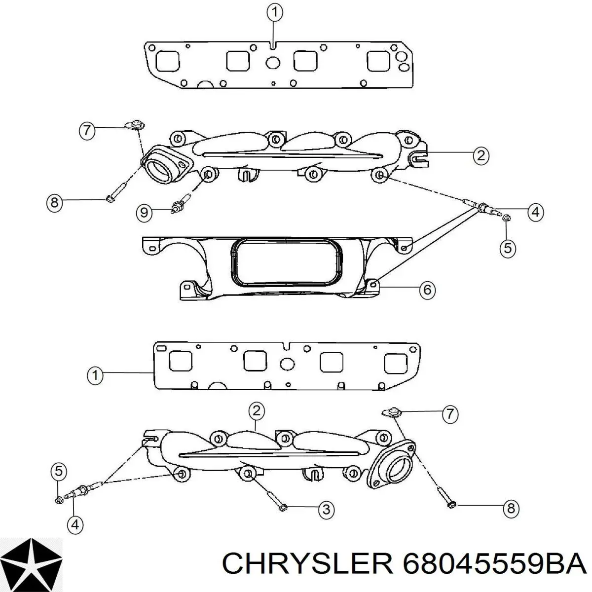 68045559BA Chrysler Колектор випускний, лівий