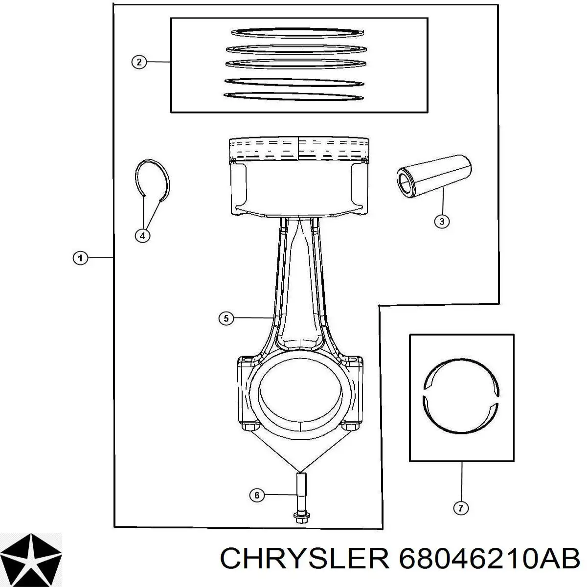 68046210AB Chrysler кільця поршневі на 1 циліндр, std.