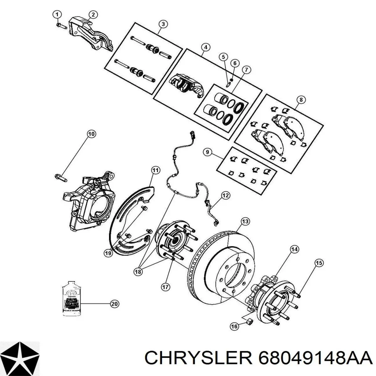 68049148AA Chrysler колодки гальмівні передні, дискові