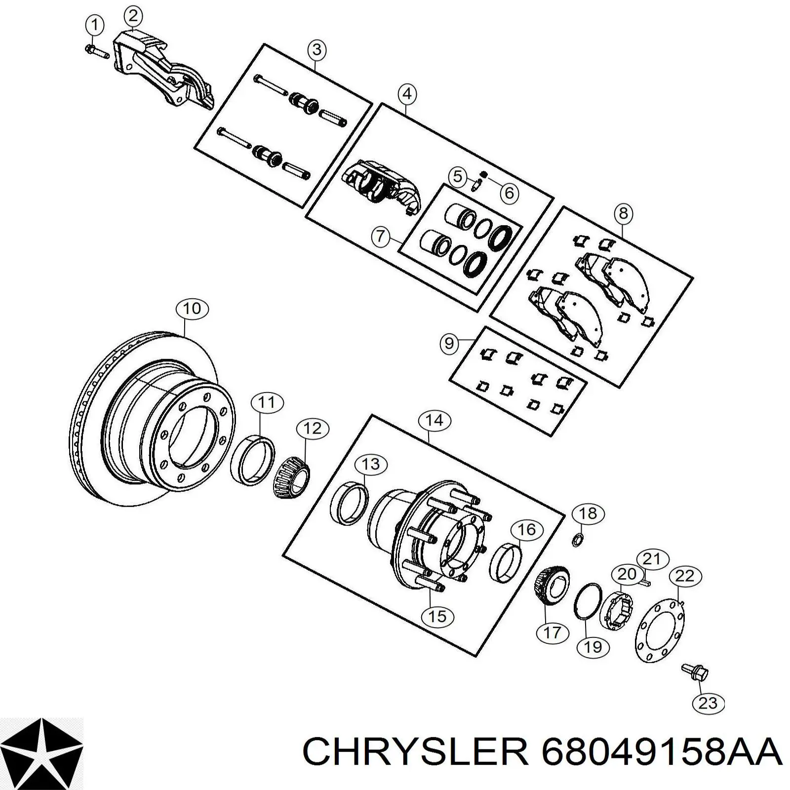 68049158AA Chrysler колодки гальмові задні, дискові