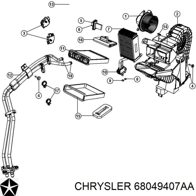 Радіатор пічки 68049407AA Chrysler