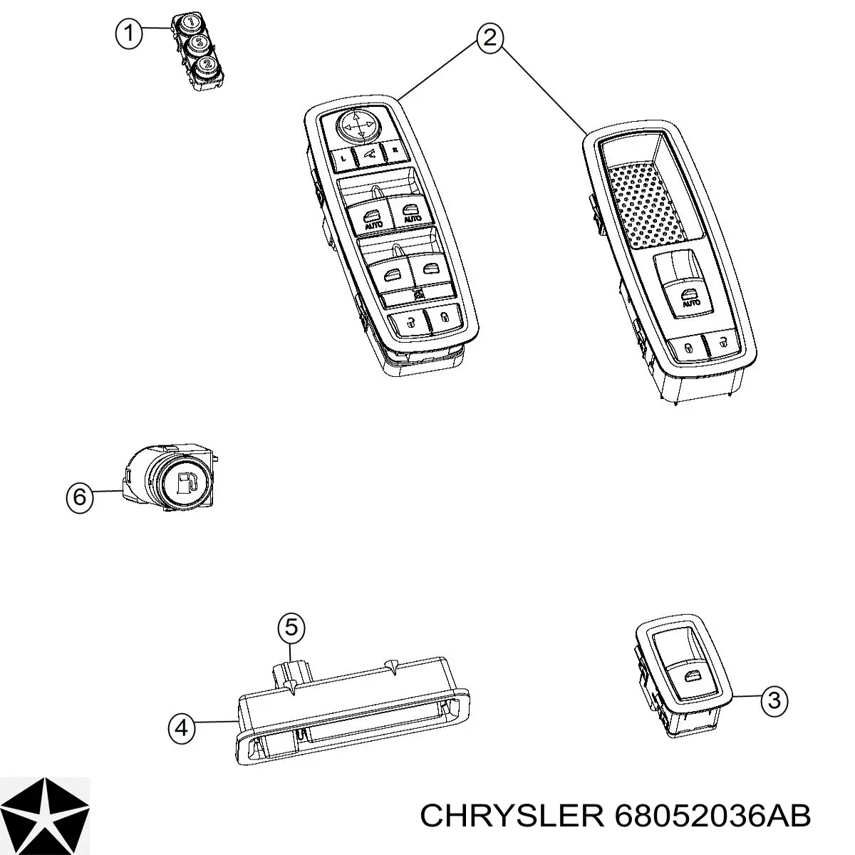 68052036AB Chrysler Блок кнопок механізму регулювання сидінь