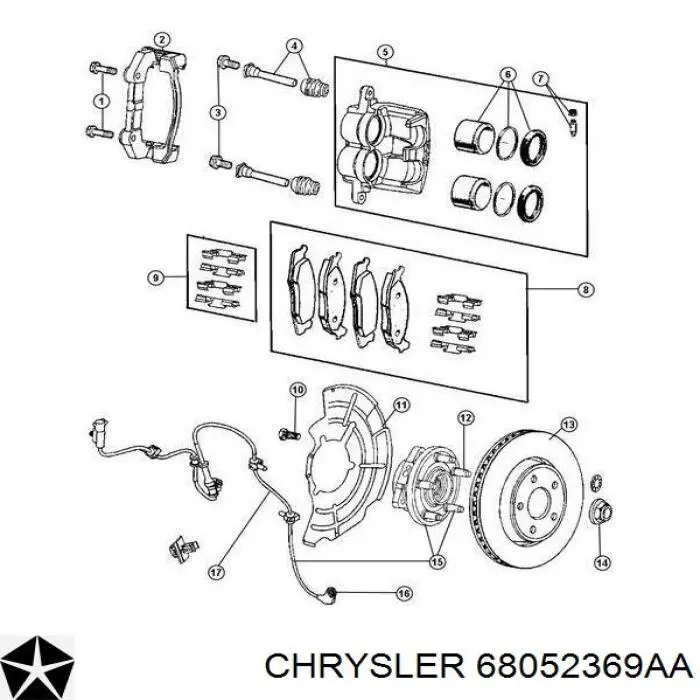 68052369AA Chrysler колодки гальмівні передні, дискові