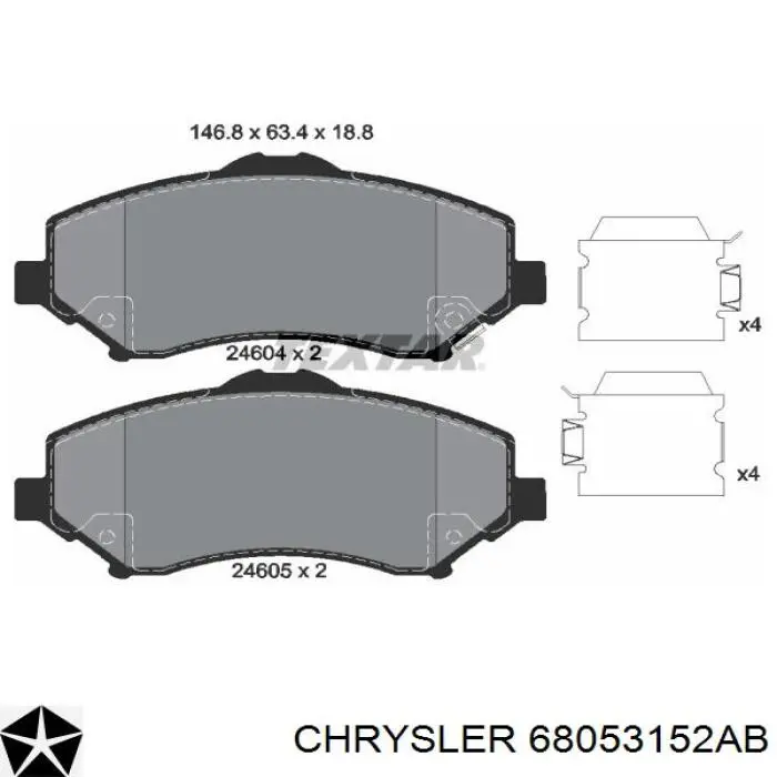 68053152AB Chrysler колодки гальмівні передні, дискові