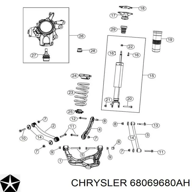Амортизатор задній Chrysler 68069680AF ціна, від 440.48 USD