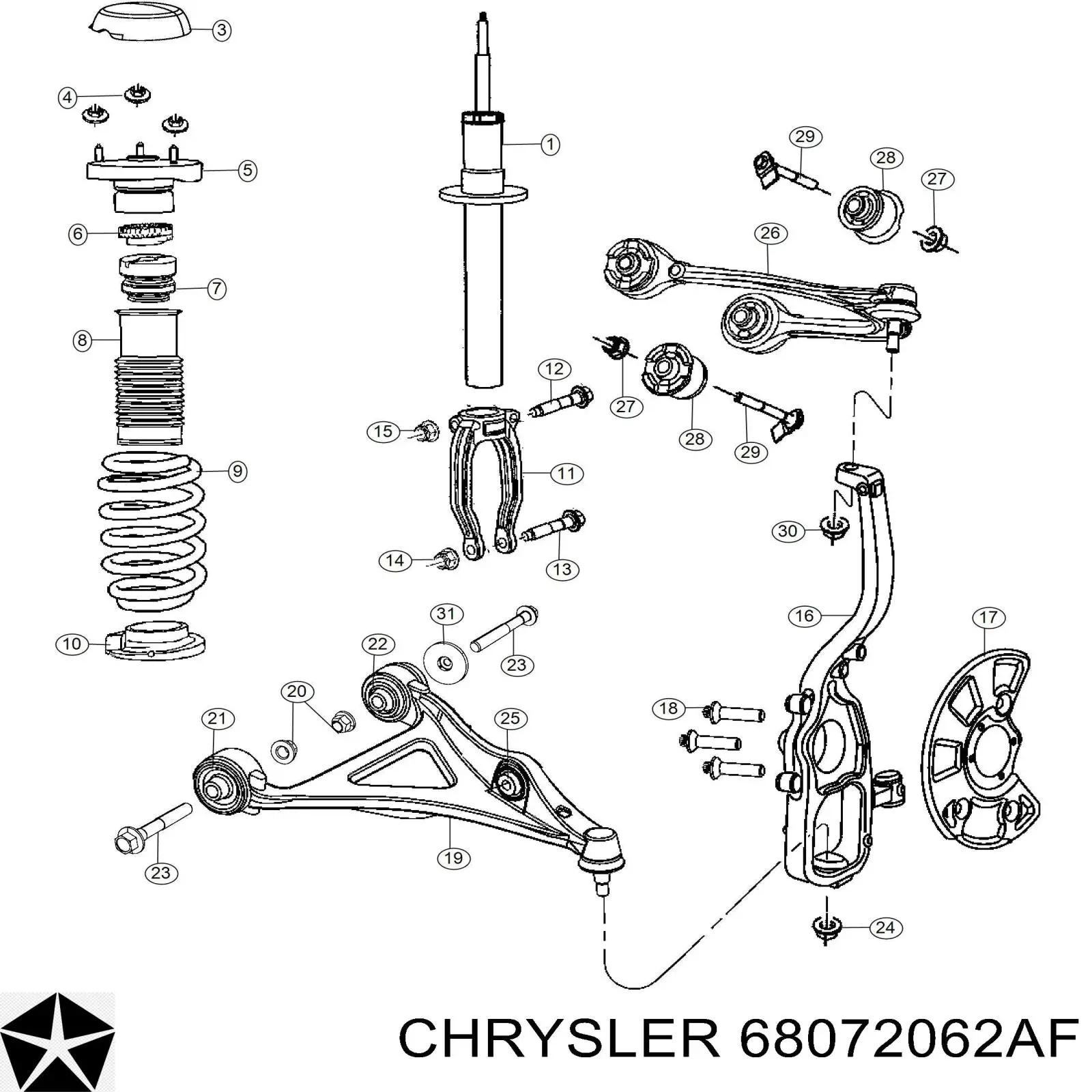 Амортизатор передній, правий Chrysler 300 (Крайслер 300)