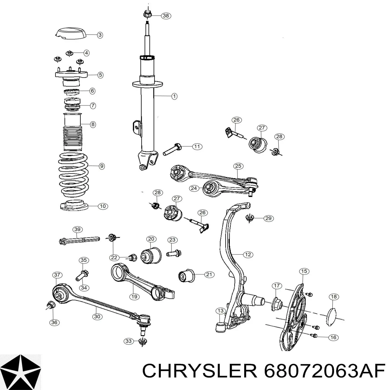 Амортизатора передній лівий 68072063AF Chrysler