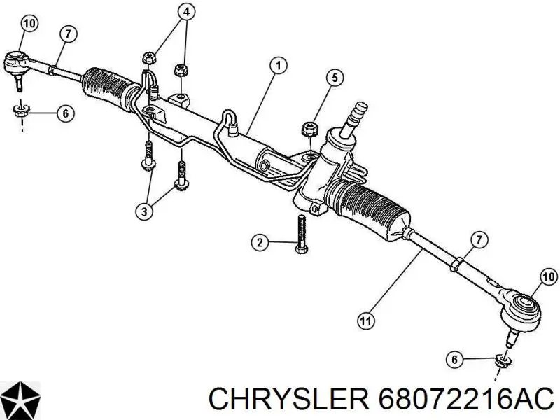 Купити 68072216AC Chrysler Рульова рейка