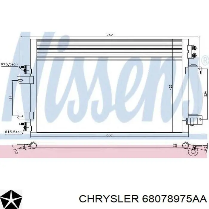 Конденсатор кондиціонера Chrysler 68078975AA ціна, від 102.03 USD