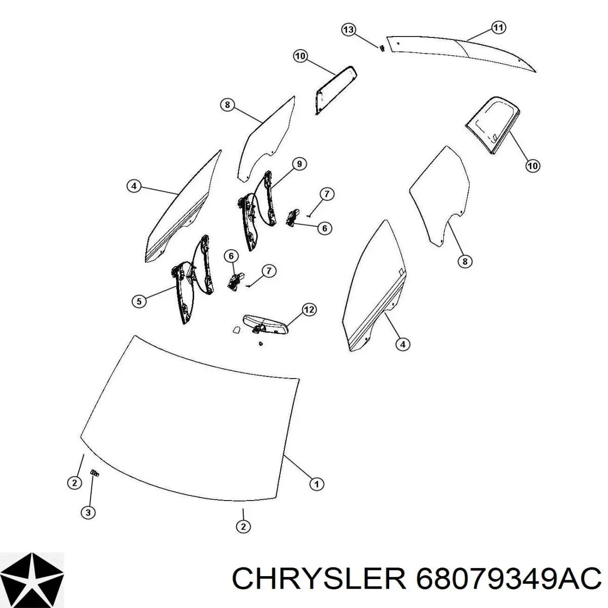 Накладка (кришка) кронштейна дзеркала салону 68079349AC Chrysler