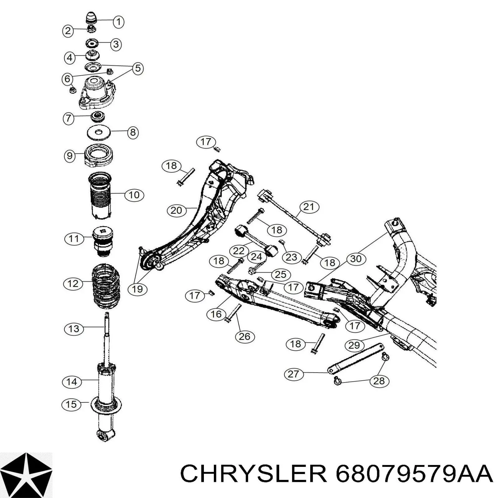 Купити 68079579AA Chrysler Втулка амортизатора заднього
