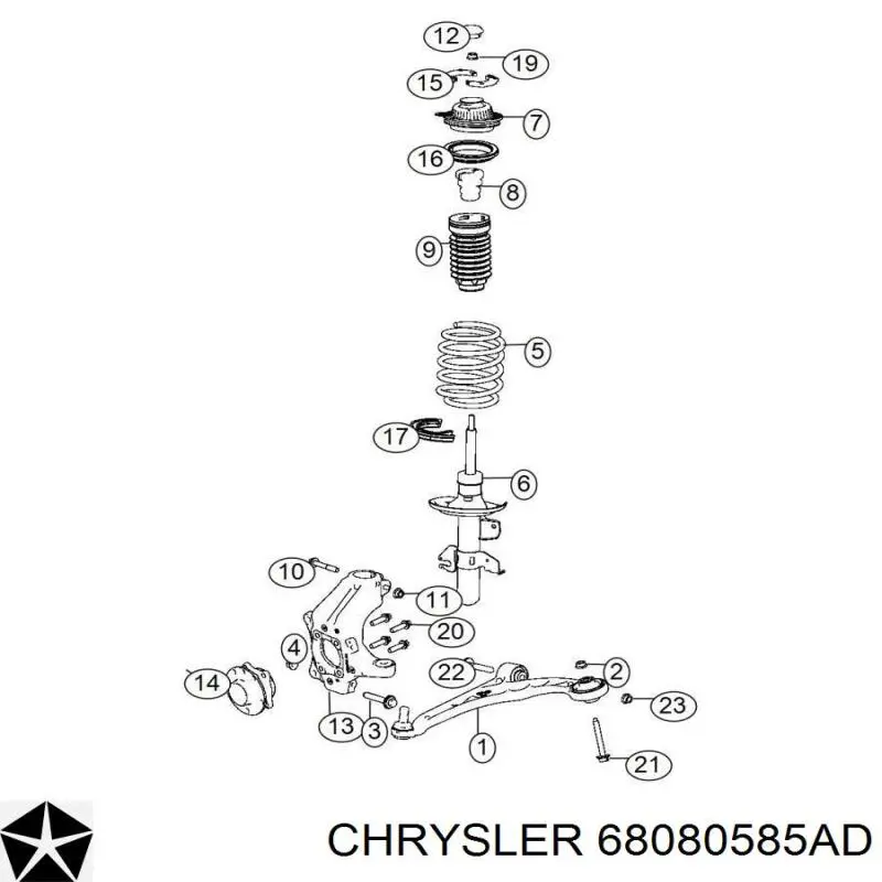 68080585AD Chrysler цапфа - поворотний кулак передній, правий