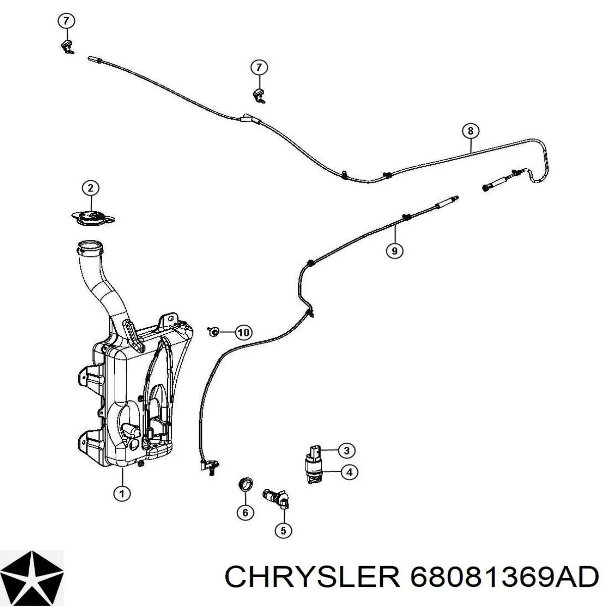 Бачок омивача лобового скла Chrysler 68081369AD ціна, від 15.20 USD