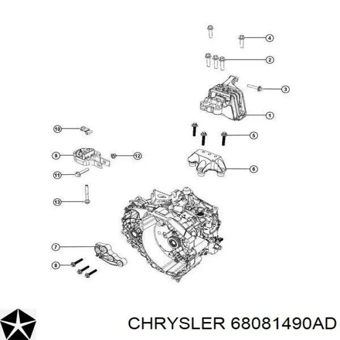 Подушка (опора) двигуна, задня 68081490AD Ford