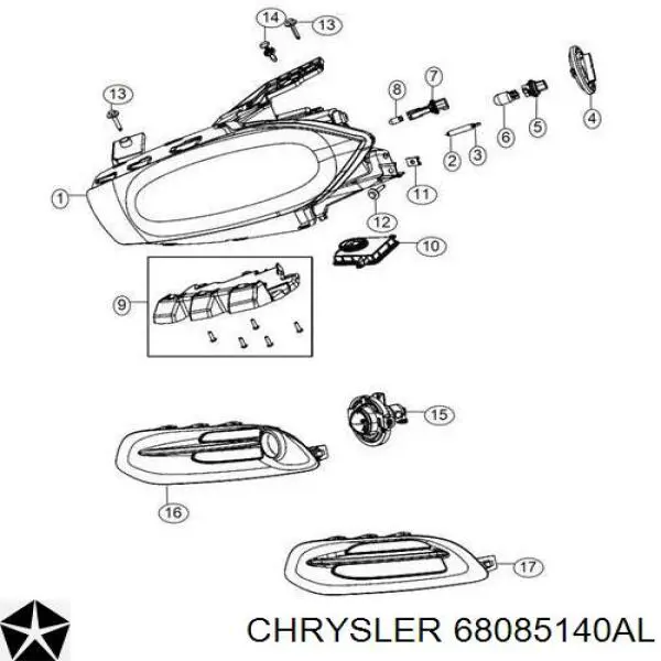 68085140AL Chrysler Фара правая