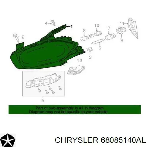 68085140AL Chrysler фара права