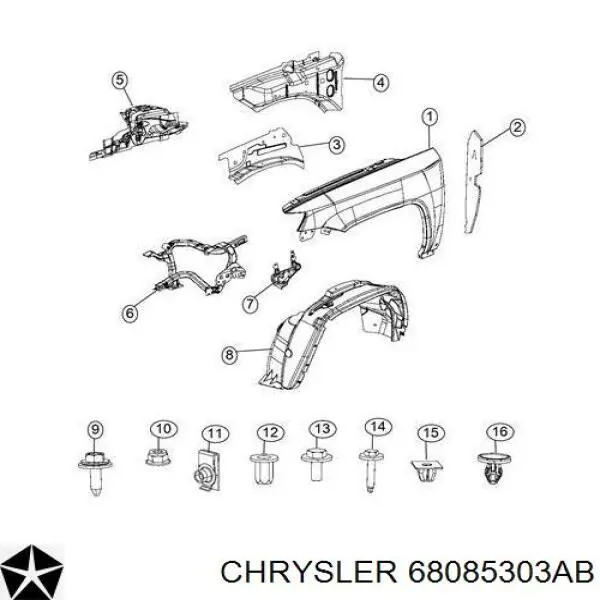 Купити 68085303AB Chrysler Крило переднє ліве