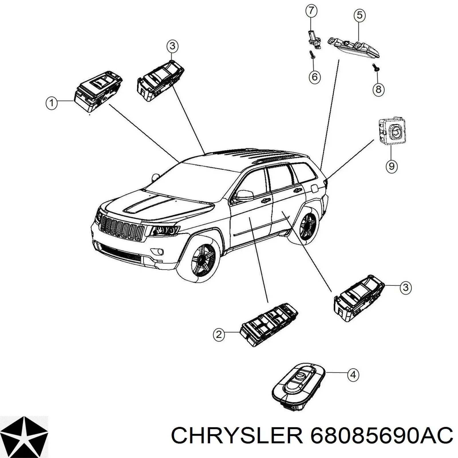 68085690AC Chrysler Кнопки заднього склопід'ємника