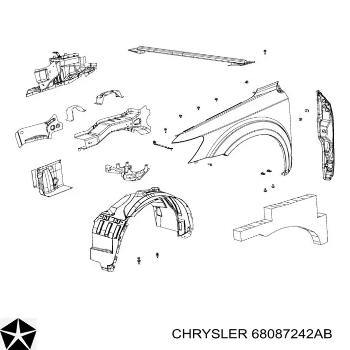 Подкрильнікі переднього крила, правий Chrysler 5116278AC ціна, від 16.46 USD