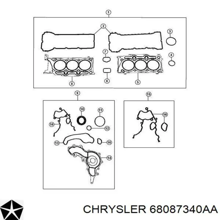 68087340AA Chrysler прокладка водяної помпи