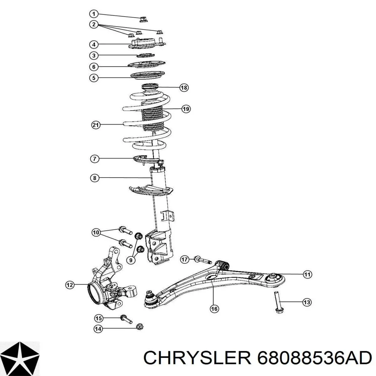 Цапфа - поворотний кулак передній, правий 68088536AA Chrysler