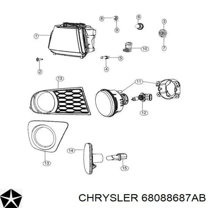 Заглушка під протитуманні фари, ліва Chrysler 68088687AB ціна, від 9.21 USD