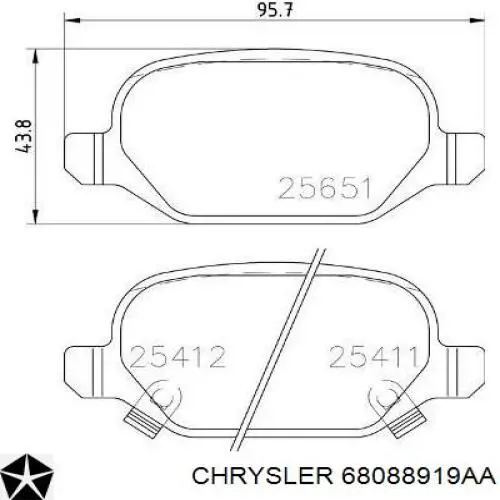 Купити 68088919AA Chrysler Задні колодки